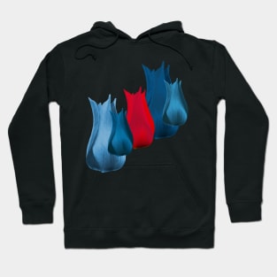 Red and Blue Abstract Tulips Hoodie